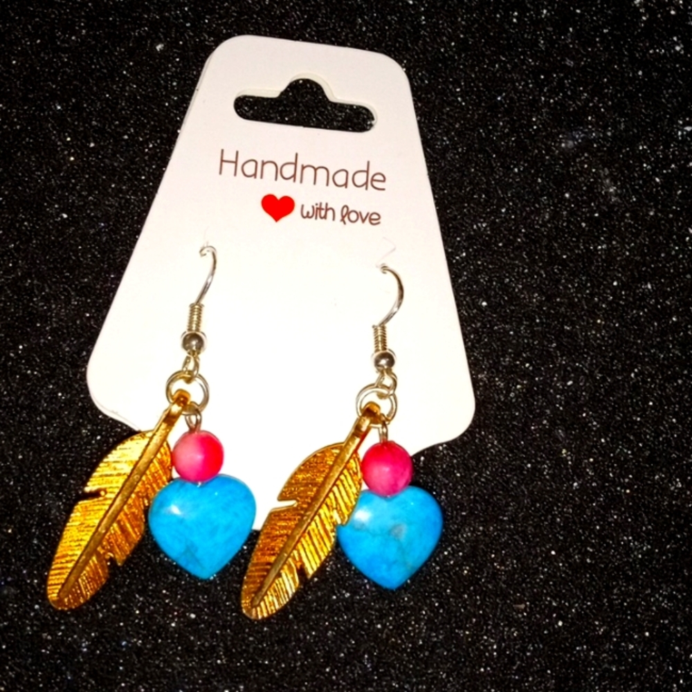 Heart stone earrings